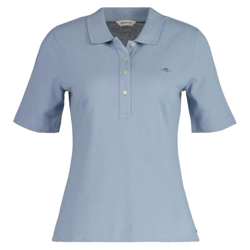 GANT Women's Slim Shield SS Pique Polo Shirt, Eggshell, L - Image 1