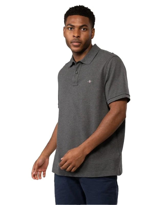 GANT Men's Reg Shield Ss Pique Polo Shirt, Antracite Melange, XL
