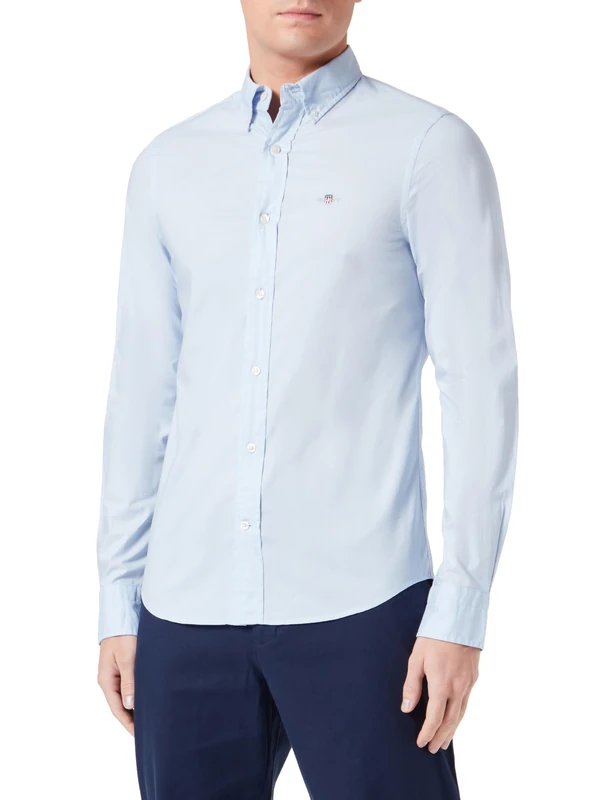 GANT Men's Slim Poplin Shirt Classic Shirt, Light Blue, XXXX-Large