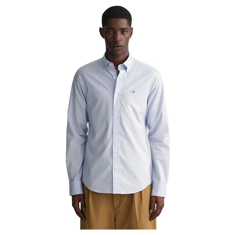 GANT Men's Slim Poplin Shirt, Light Blue, 3XL