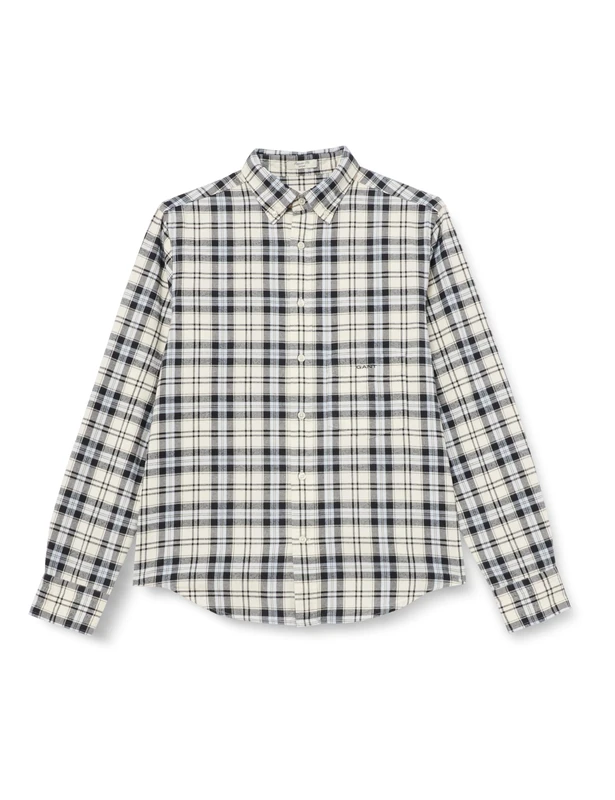 GANT Men's Reg Ut Brushed Oxford Check Shirt, Blue Air, M