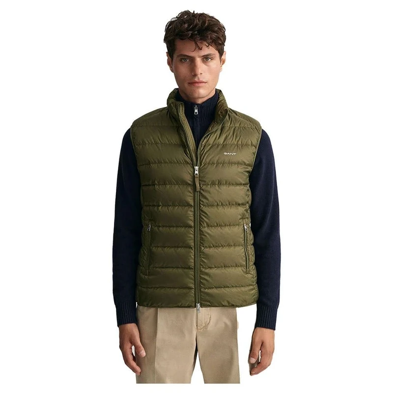 GANT Men's Light Down Vest, Juniper Green, XXL