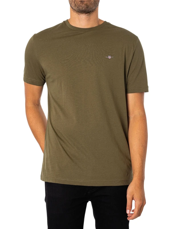 GANT Men's Reg Shield SS T-Shirt, Juniper Green, XL - Image 1