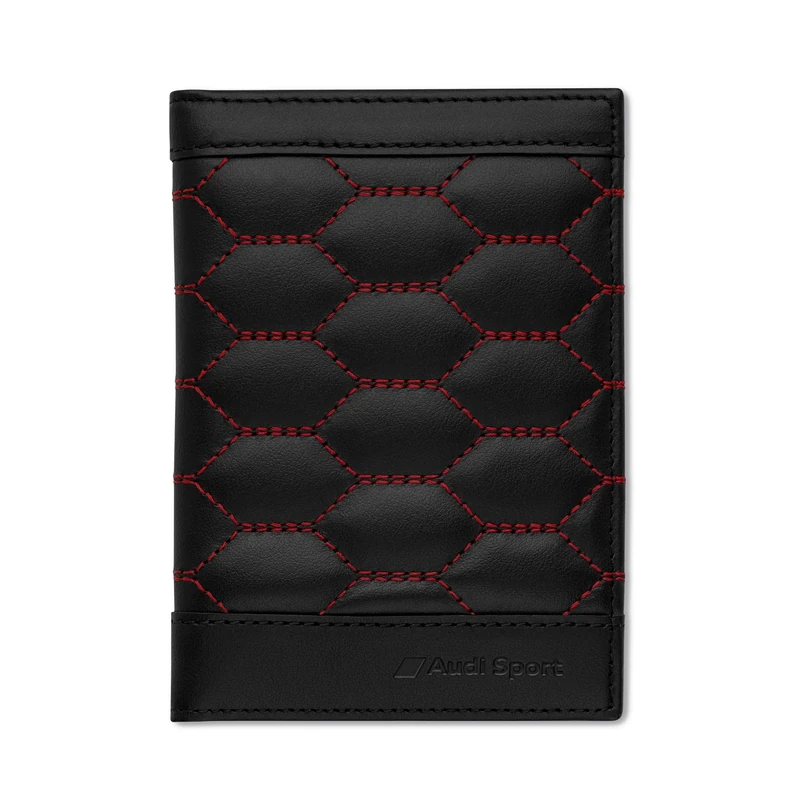 Audi 3152201500 Vehicle Registration Cover Leather Cover Vehicle Documents RFID Case Black/Red Audi Sport Design