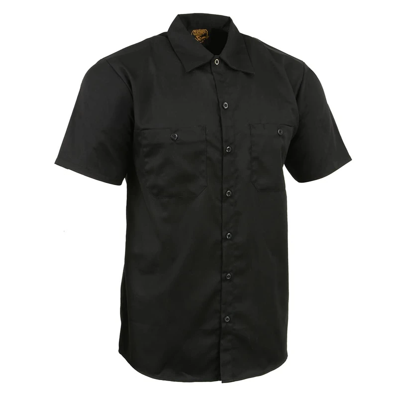 Milwaukee Leather Men's MDM11669 BLK Button Up Heavy-Duty Work Shirt, Black, XL