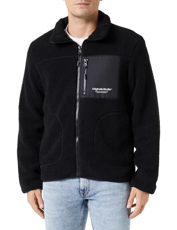 Bestseller A/S JACK&JONES Men's Jorvesterbro Teddy Jacket Sn, black, XXL