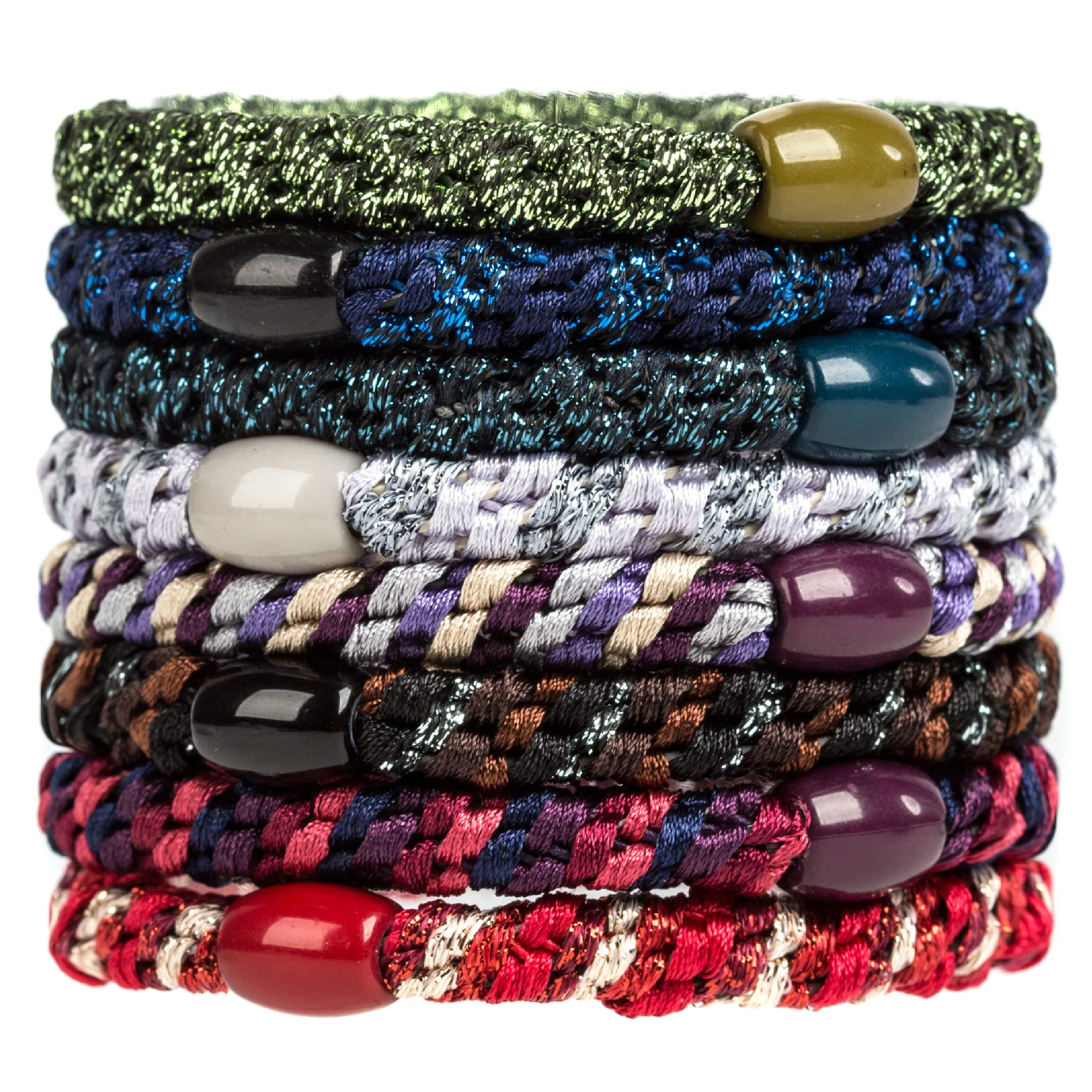 AXEN 8PCS Elastic Hair Tie for Women Girls, Cotton Bands Soft Woven Ponytail Holders for Thick Hair and Curly Hair, Mixed Colors 4