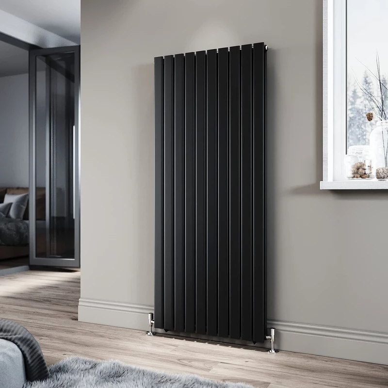 ELEGANT 1600 x 680 mm Black Vertical Radiator Tall Upright Double Flat Panel Radiator Modern Column Designer Central Heating Rad