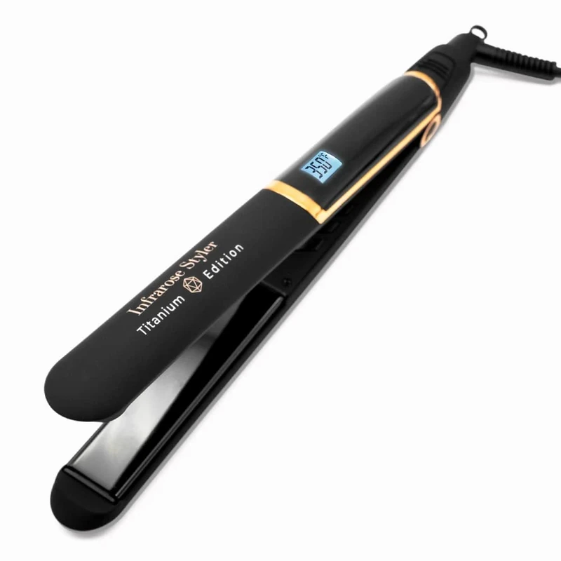 Skin Research Institute Infrarose Styler "Titanium Edition" Flat Iron - Titanium Floating Plates - One Pass Straightening - Fast Heating - Curved Design for Curls and Wave Styles - Image 1