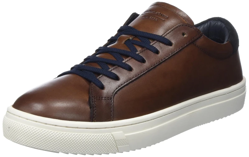 Jack & Jones Bale Trainer Men's Trainers, Cognac Detail Suede Navy Heel, 8 UK