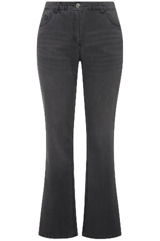 Ulla Popken Women's Bootcut Jeans Pants, Light Grey Denim, 38W / 30L