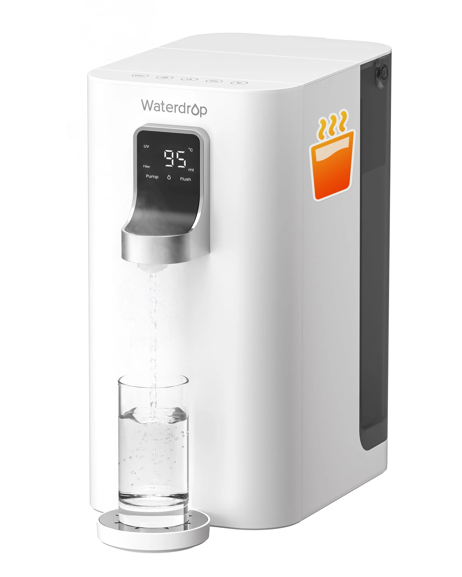 Waterdrop K19 Countertop Reverse Osmosis Water Filter System, Instant Hot Water Dispensers, Portable No Installation, 4 Temperature Options, Reduce TDS, 5-Stage with UV, WD-K19-H