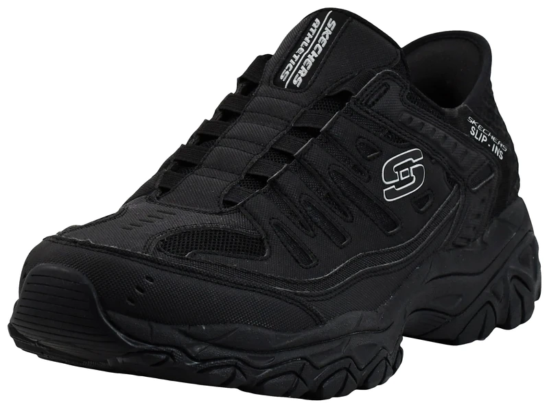 Skechers Men's Afterburn M fit Ridgeburn Hands Free Slip in, Black/Charcoal, 11.5