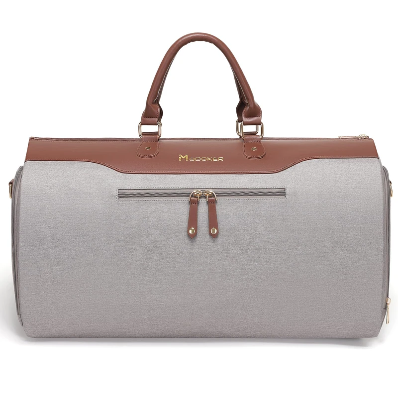 Modoker Convertible Garment Bag with Shoulder Strap, Carry on Garment Duffel Bag for Men Women - 2 in 1 Hanging Suitcase Suit Travel Bags, Caramel