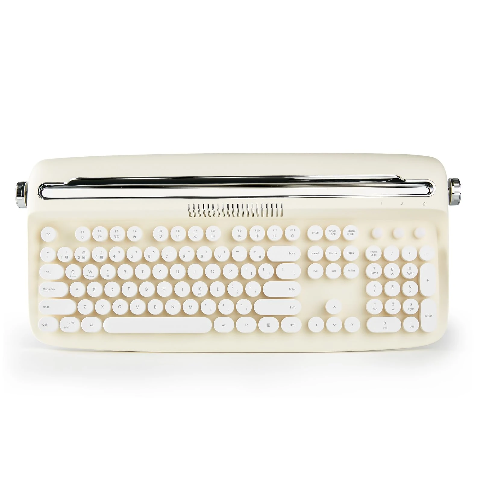 YUNZII ACTTO B503 Wireless Retro Keyboard, Bluetooth Typewriter Style Keyboard with Integrated Stand for Multi-Device (Ivory Butter)