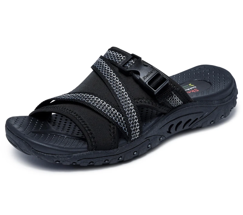 Skechers Women's Reggae Slide Thru Sports Sandals, black, 5 UK