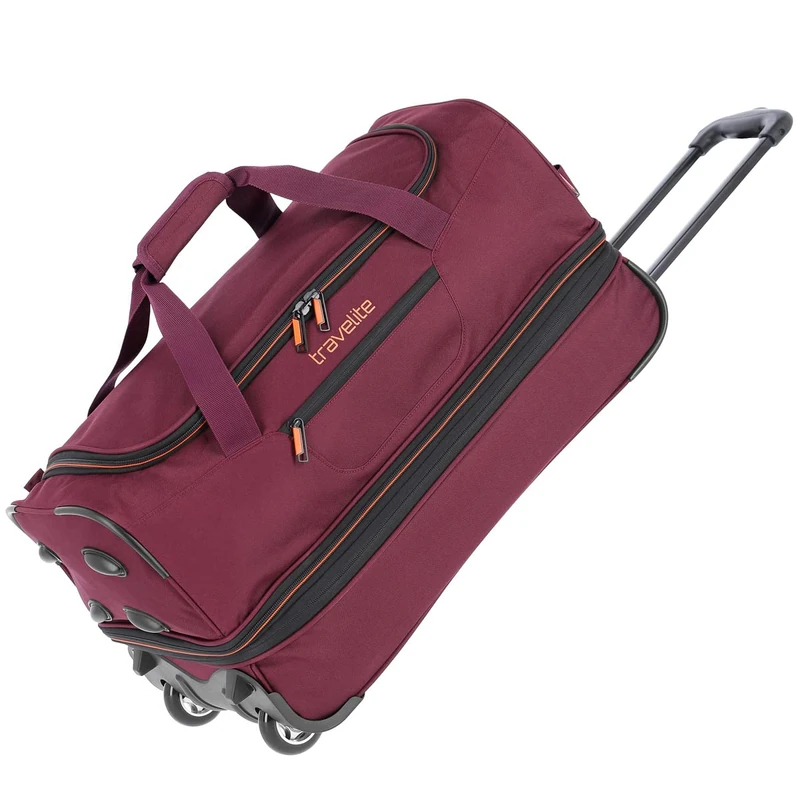 travelite trolley travel bag with wheels medium size, expandable, BASICS, soft luggage trolley bag with expandable fold, 55 cm, 51 - 64 liters