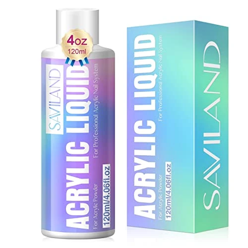 Saviland 120ml Monomer for Acrylic Nails – Acrylic Liquid Monomer for Acrylic Powder Non-Yellowing MMA-Free Formula Acrylic Monomer Liquid for Acrylic Nails Application Nail Extension & Nail Carving