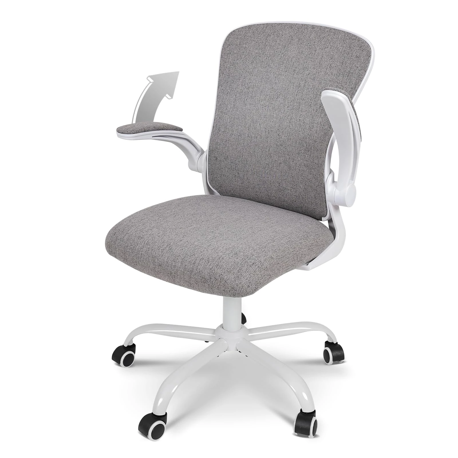 ELECWISH Office Chair Desk Chair Flip-up Armrest, Ergonomic Computer Chair with Lumbar Support, Office Chairs for Home, Height Adjustable 360° Swivel Rocking Function, Dark Grey