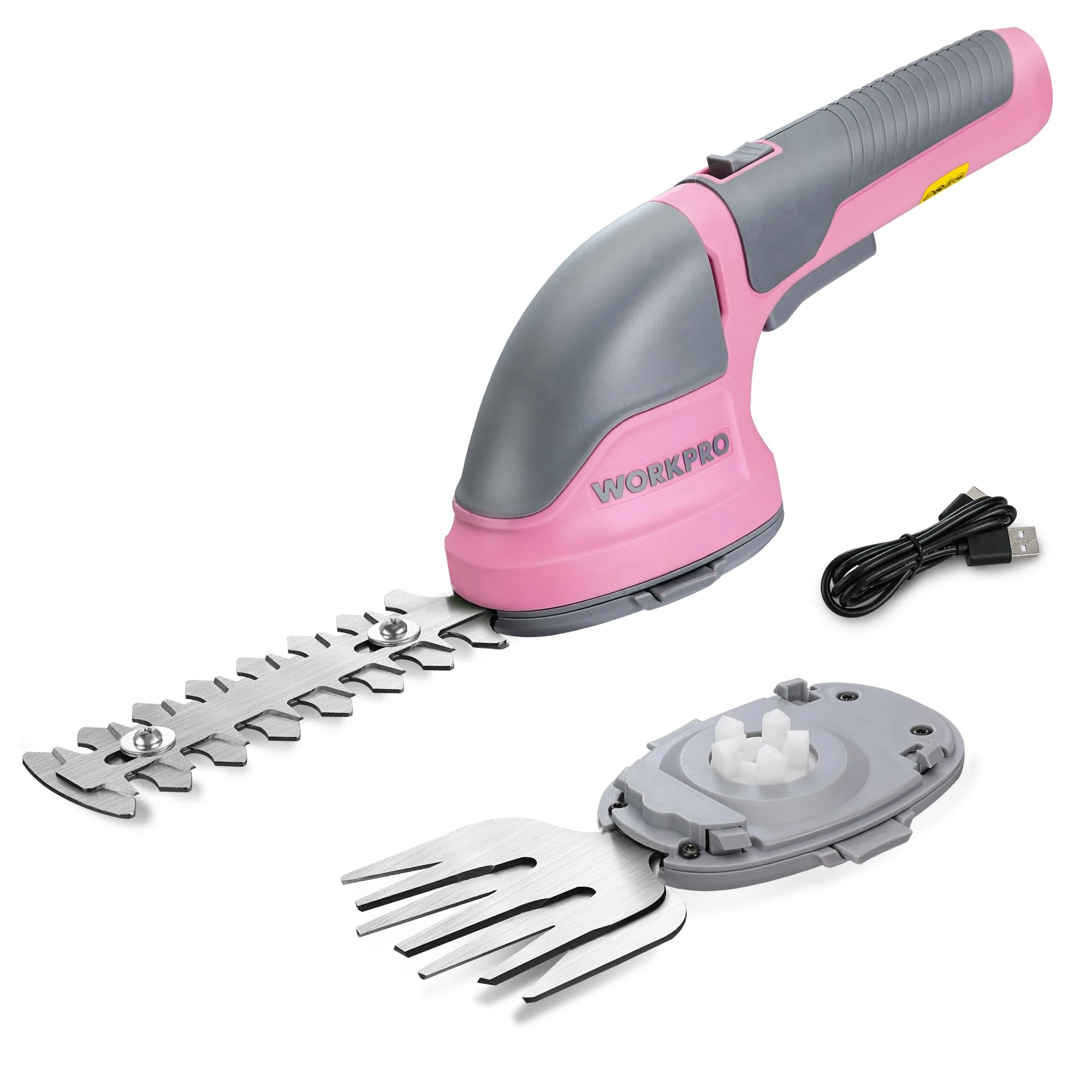 WORKPRO 2 IN 1 Cordless Hedge Trimmer and Grass Shear, 3.6V Electric Grass Trimmer with 2000mAh Lithium-ion Battery, Lightweight Hand Held Hedge Trimmer with 2 Interchangeable Blades