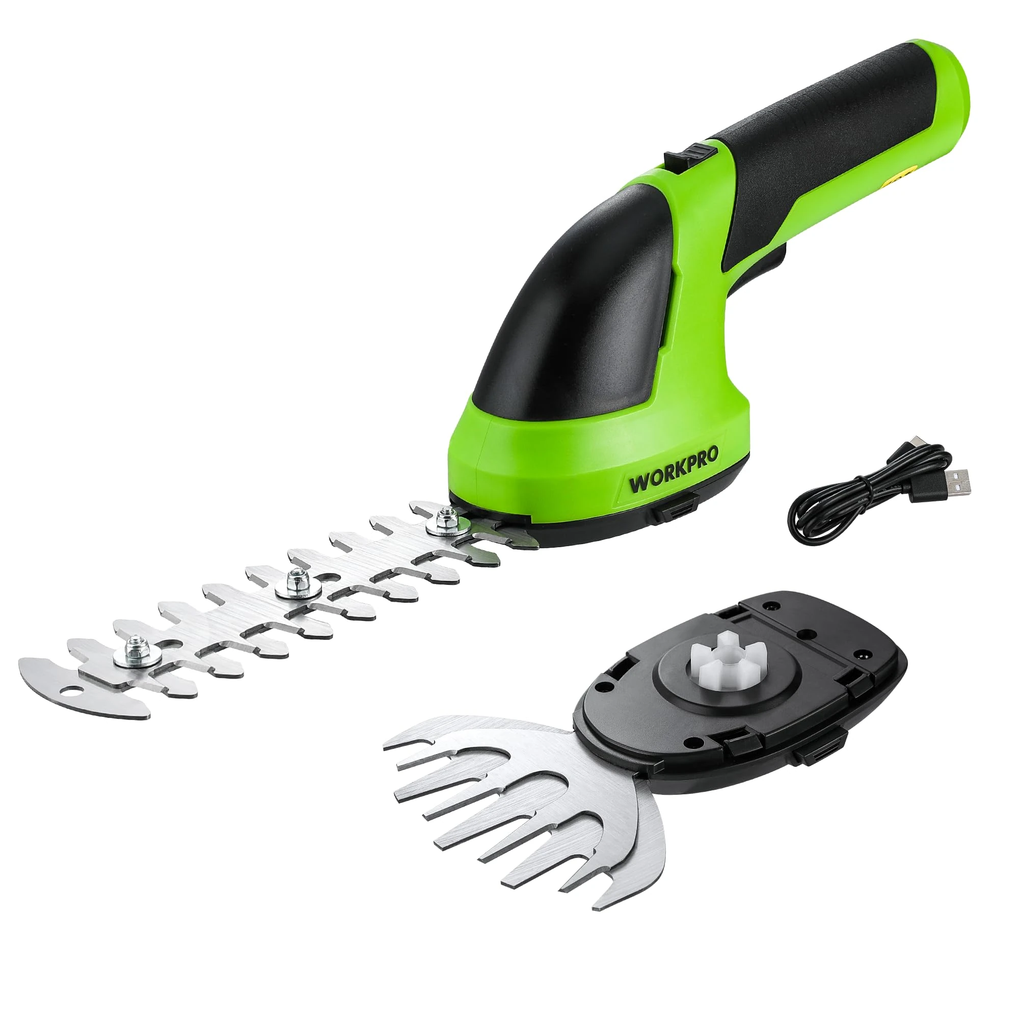 WORKPRO 2 IN 1 Cordless Hedge Trimmer and Grass Shear, 7.2V Electric Grass Trimmer with 2000mAh Lithium-ion Battery, Lightweight Hand Held Hedge Trimmer with 2 Interchangeable Blades
