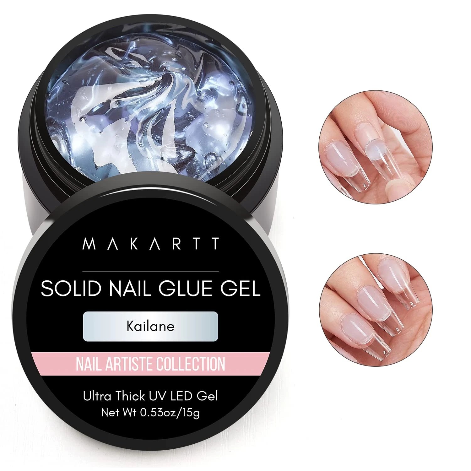 Makartt Solid Nail Glue Gel for Tips, Rhinestones, and Acrylic Nails - Strong Adhesive 15g (Blue)
