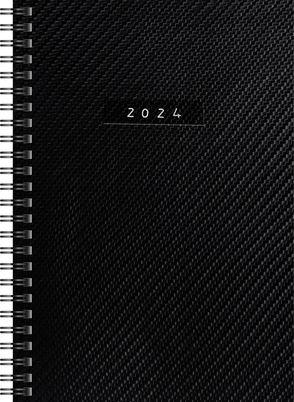 rido/idé Weekly calendar ''Carbon'' model Timing 1 2024, 2 pages = 1 week A5, Desk Planner, black