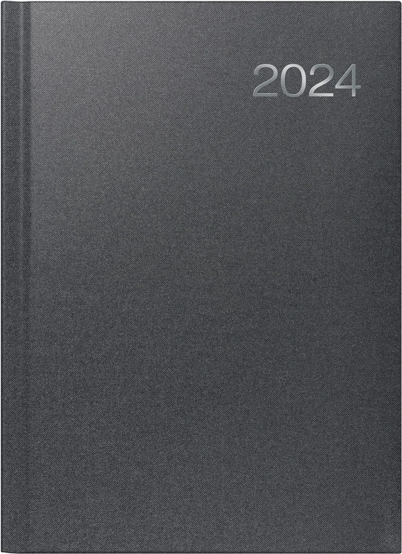 BRUNNEN Weekly calendar model 763 2024, 2 pages = 1 week, sheet size 21 x 29 cm, volcanic black