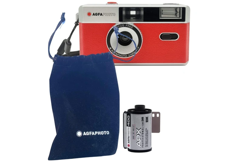 AgfaPhoto Analogue 35 mm Photo Camera Black Set (B+W Film + Battery)