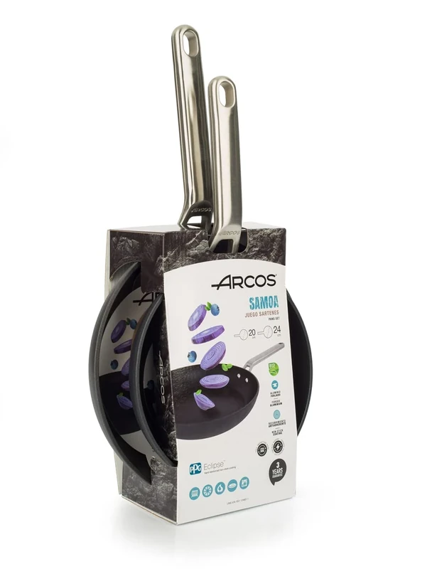 Arcos Samoa Series Induction Aluminium Pans 20/24 cm - Stainless Steel Handle Cold Effect Non-Stick PFOA Free Dishwasher Safe Energy Saving