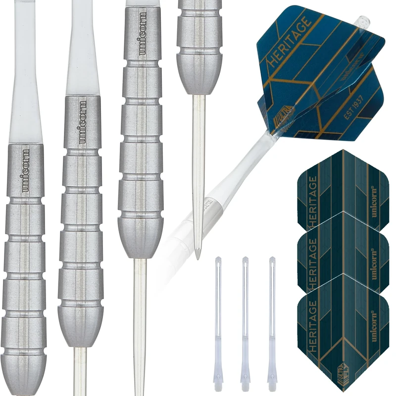 Unicorn Steel Tip Professional Darts Set | Heritage Range Chris Lazarenko 1983 | 90% Natural Tungsten Barrelswith Laser Etched U Logo Hallmark | 24 g
