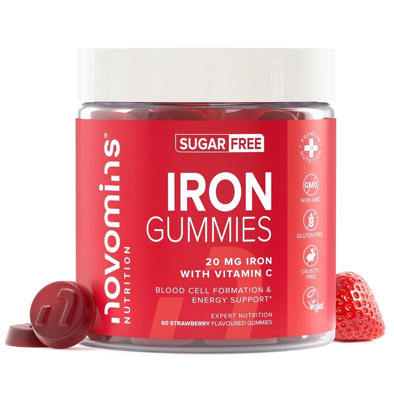Novomins Iron Gummies with Vitamin C - Sugar Free - 1 Month Supply