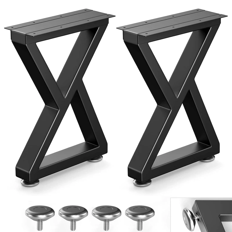 Likapop 16" Metal Bench, Desk and Coffee Table Legs, Heavy Duty Furniture Legs, Black End Table Legs (H16 x W11.8, Set of 2)