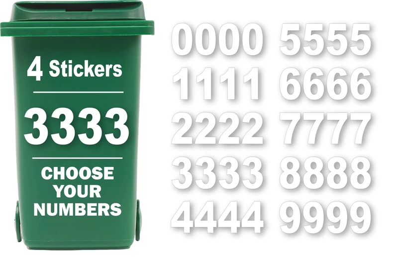 4 x Bin Numbers for Wheelie Bins, 0-9, Dustbin Stickers, Easy Application 17.5cm Stick On Number Stickers - Weatherproof Self Adhesive Vinyl (Number 3)