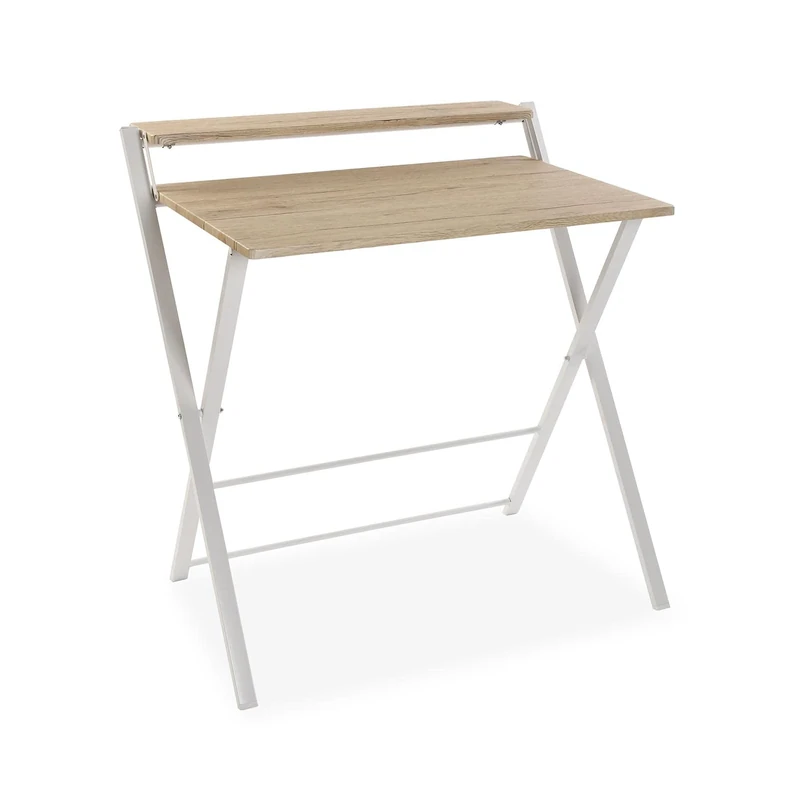 Versa Foldable Desk, Minimalist Style, 83x81.3X50 cm, Mdf & Metal, Light Wood