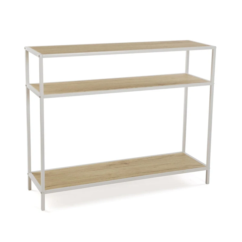 Versa Berlin Console Table, Narrow Hallway table for Hall or Corridor, Sofa Table, Measurements (H x L x W) 80 x 30 x 100 cm, Wood and Metal, Colour Brown and white