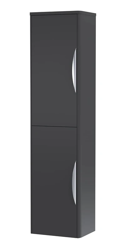 nuie PMP1463 Parade Modern Bathroom Wall Hung 2 Door Tall Unit, 350mm, Satin Anthracite