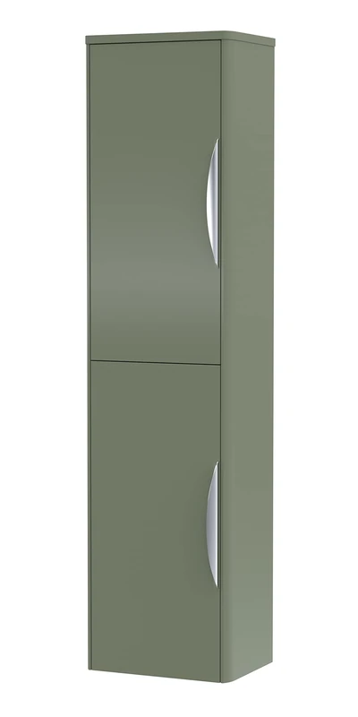 nuie PMP863 Parade Modern Bathroom Wall Hung 2 Door Tall Unit, 350mm, Satin Green