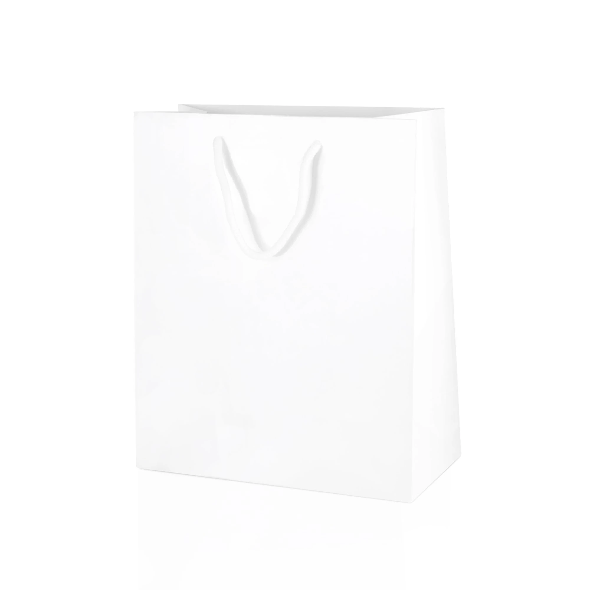 Thepaperbagstore 10× White Medium Gloss Laminated Gift Bags 20 × 24 × 10 cm – 250 gsm Boutique Paper Bags with Rope Handles & Reinforced Base – Ideal for Gifts, Weddings, Retail & Corporate Use