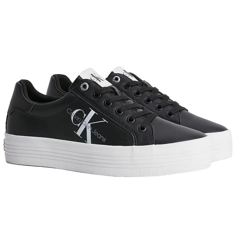 Calvin Klein Women Vulcanised Trainers Vulc Flatform Laceup Low LTH Platformw, Black (Black), 3