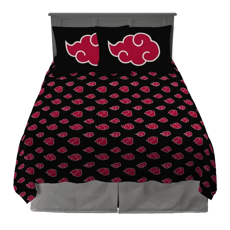 Franco Naruto Akatsuki Anime Bedding Super Soft Microfiber Queen Sheet Set, (Official Licensed Naruto Product)