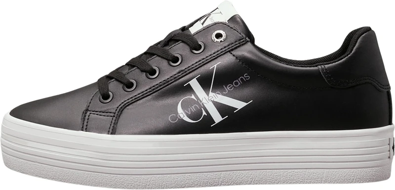 Calvin Klein Women Vulcanised Trainers Vulc Flatform Laceup Low LTH Platformw, Black (Black), 5