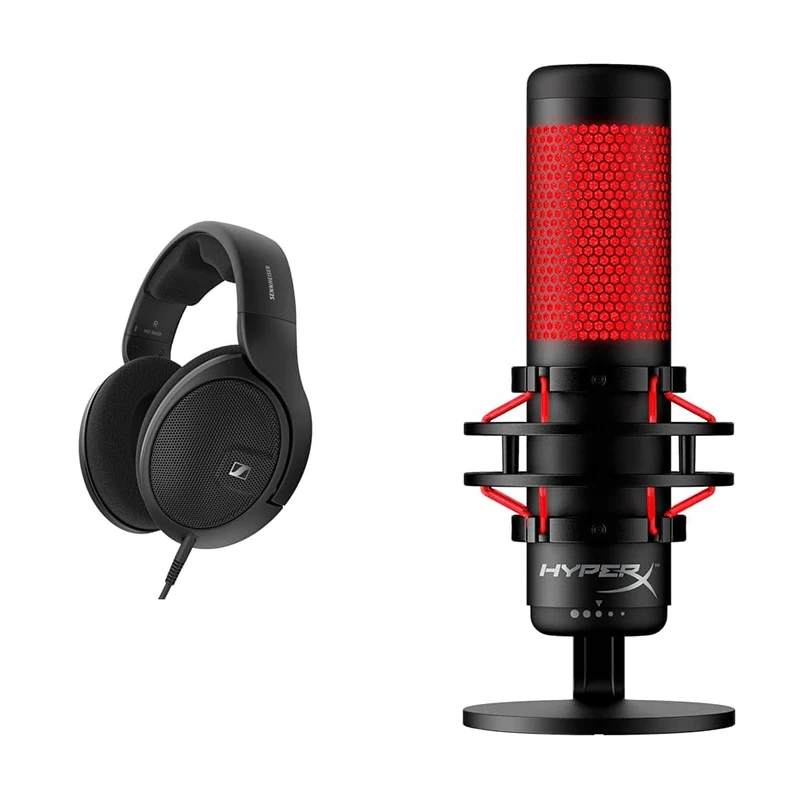 Sennheiser HD 560S, Open back reference-grade headphones for audio enthusiasts, Over Ear, Black & HyperX QuadCast – Standalone Microphone for streamers, content creators and gamers PC, PS4
