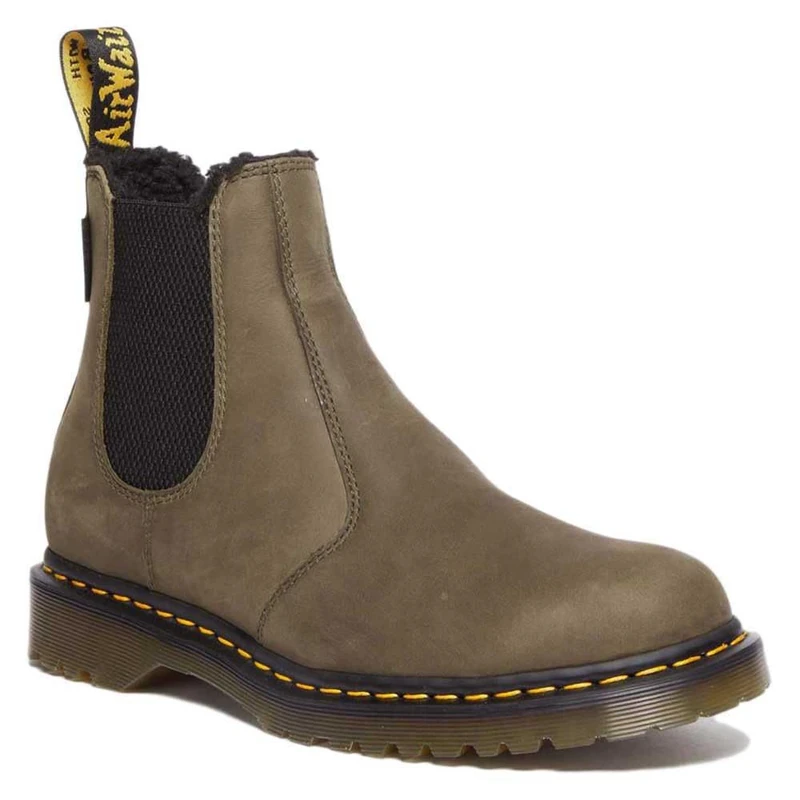 Dr. Martens 31143538 Chelsea Boot Men Dms Olive Archive Pull Up & Black Borg Fleece UK 10