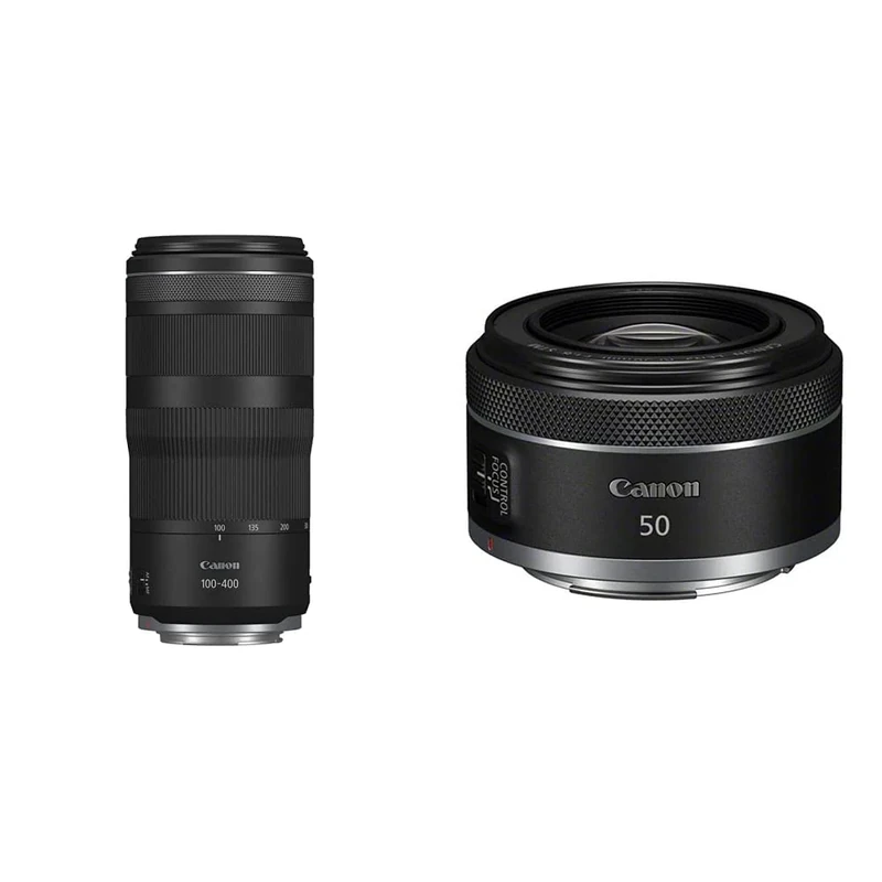 Canon RF 100-400mm F5.6-8 IS USM - Lens for Canon R system cameras, ideal for wildlife photography, sports, action and aviation. & RF 50mm F1.8 STM Lens | Compact and Lightweight, Fast F1.8 Aperture