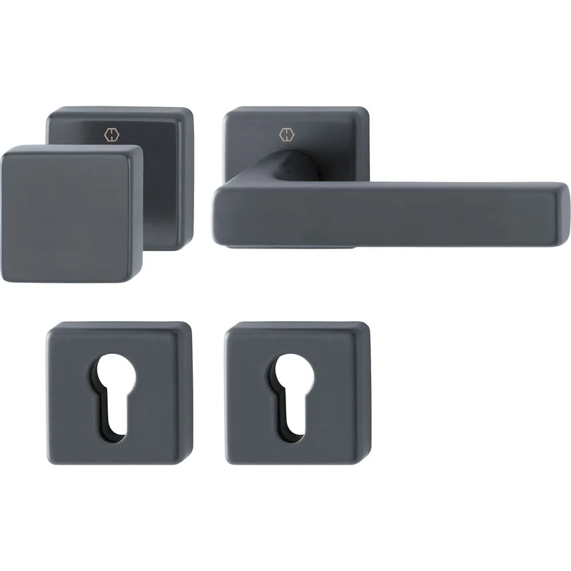 HOPPE Dallas Door Handle and Knob Fixed on Square Rosette PZ for Door Thickness 37-42 mm Aluminium Matte Black
