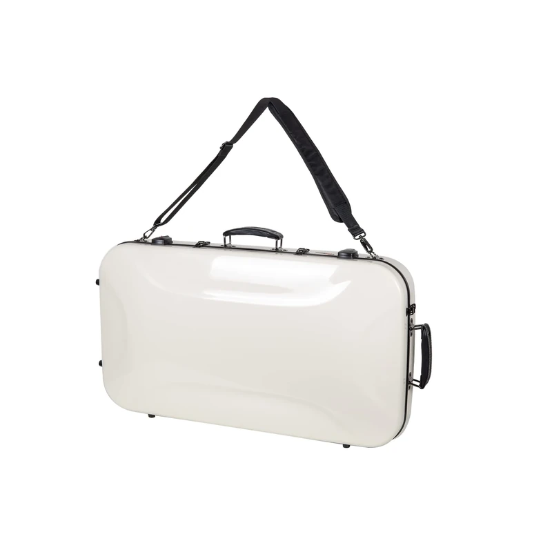 Crossrock Fibreglass Double Mandolin Case | Holds Two A & F Style Mandolins, Milky White Finish, TSA Lock, Storage Compartments, Carry Straps -Milky White (CRF2020DMMW)