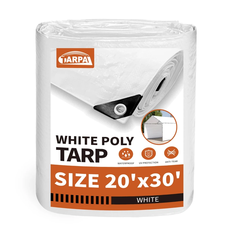 TARPAL White Tarps 20x30Ft 7.5mil Multipurpose Waterproof Poly Tarp