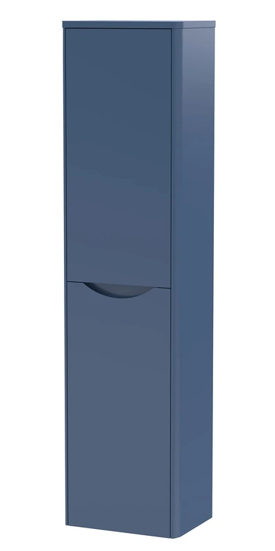nuie SML362 Lunar Modern Bathroom Wall Hung 2 Door Tall Unit, 350mm, Satin Blue