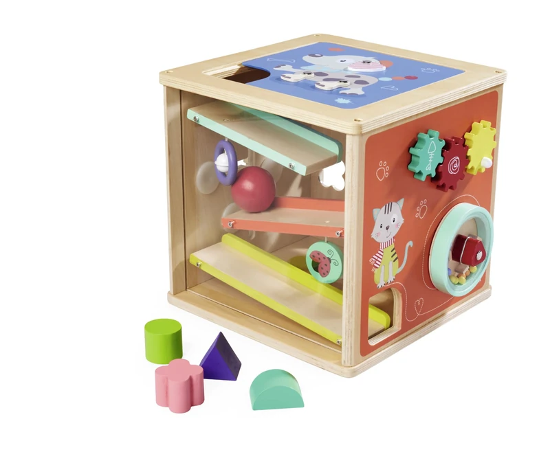 Eichhorn - Large play centre with marble run including twist and plug-in function, 15 pieces, 24 x 24 x 24 cm, 100% FSC certified lime plywood, from 1 year